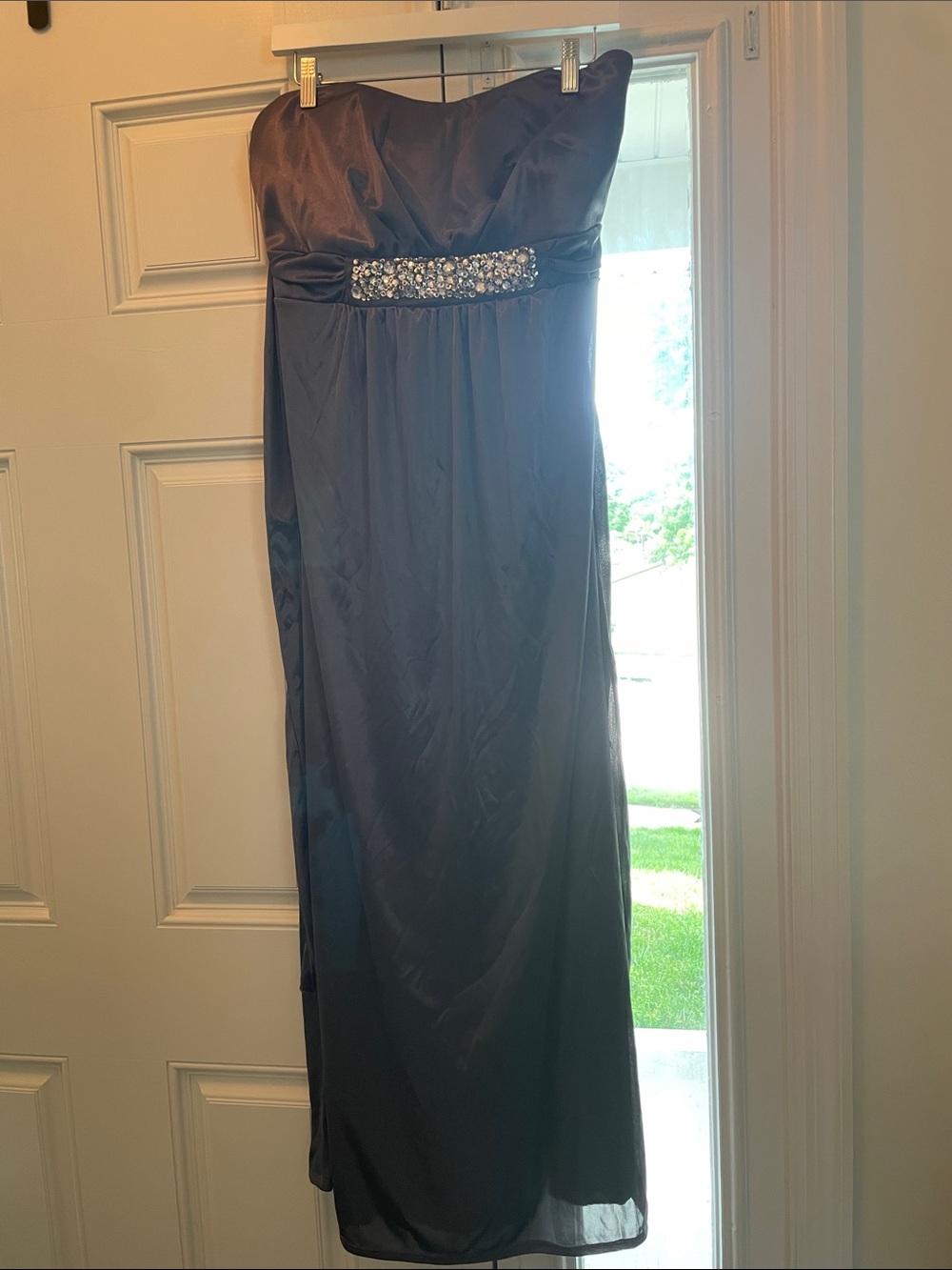Ruby Rox Satin Silver Evening Dress- Size 1X